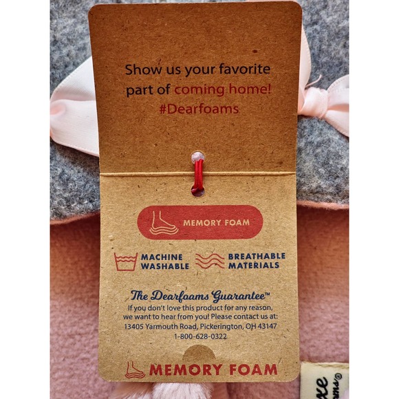 Kid's Dluxe By Dearfoams Closed Back Loafer Slippers Pink & Grey w/ Bow‎ 2/3 New - Picture 4 of 6